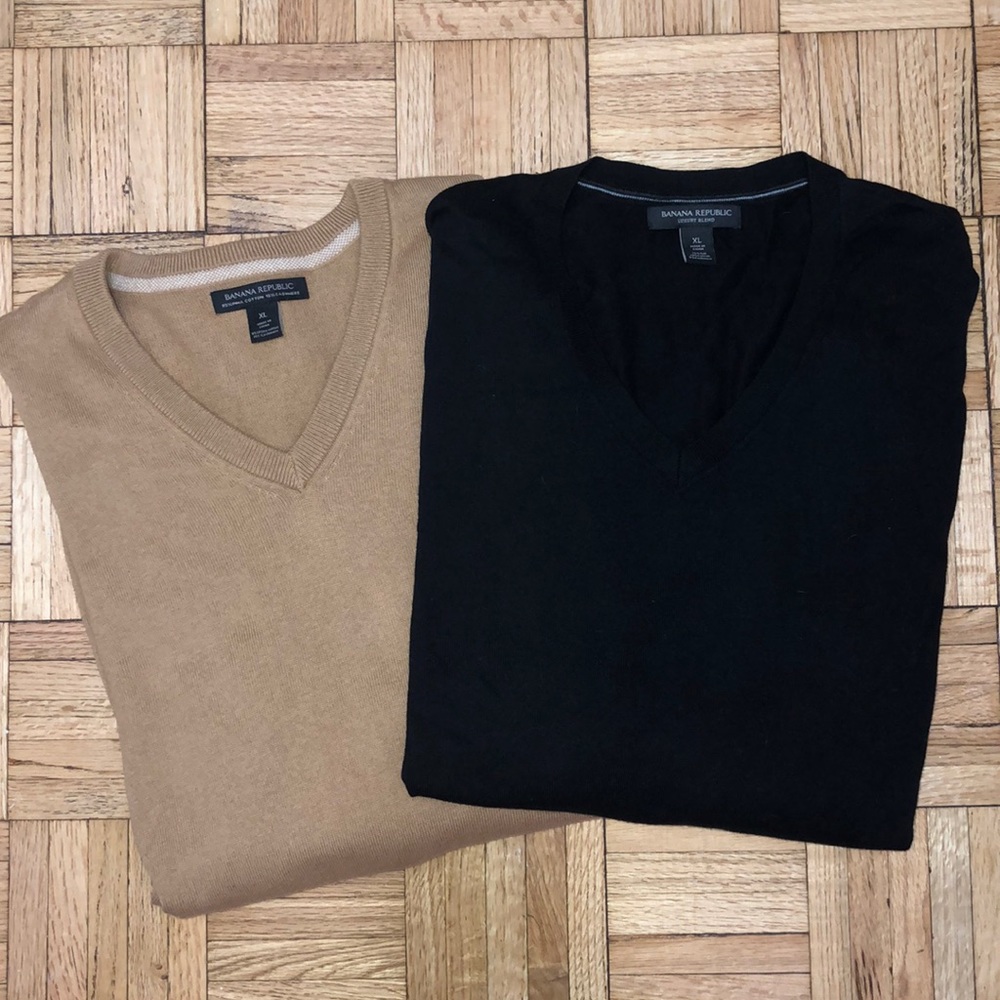 (2) Banana Republic V-neck sweaters